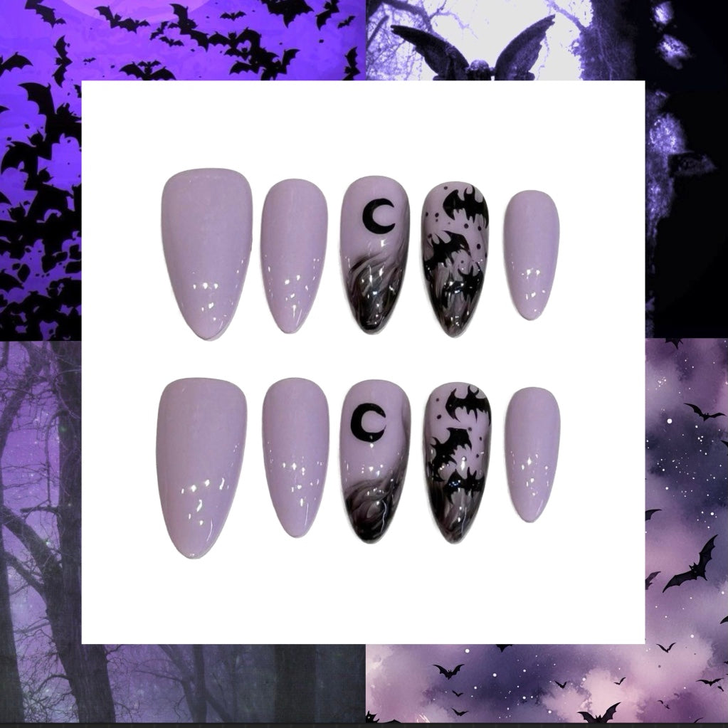 Purple Moonrise Acrylic Almond Press On Nail - MaYonail Store