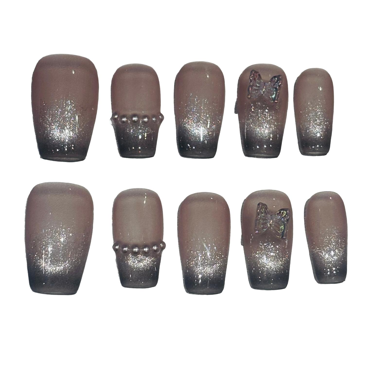 Butterfly Shimmer Acrylic Square Press On Nail - MaYonail Store