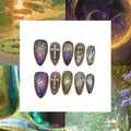 Chrome Flora Acrylic Almond Press On Nails - MaYonail Store