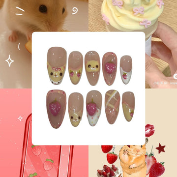 Summer Cuteness Acrylic Almond Press On Nail