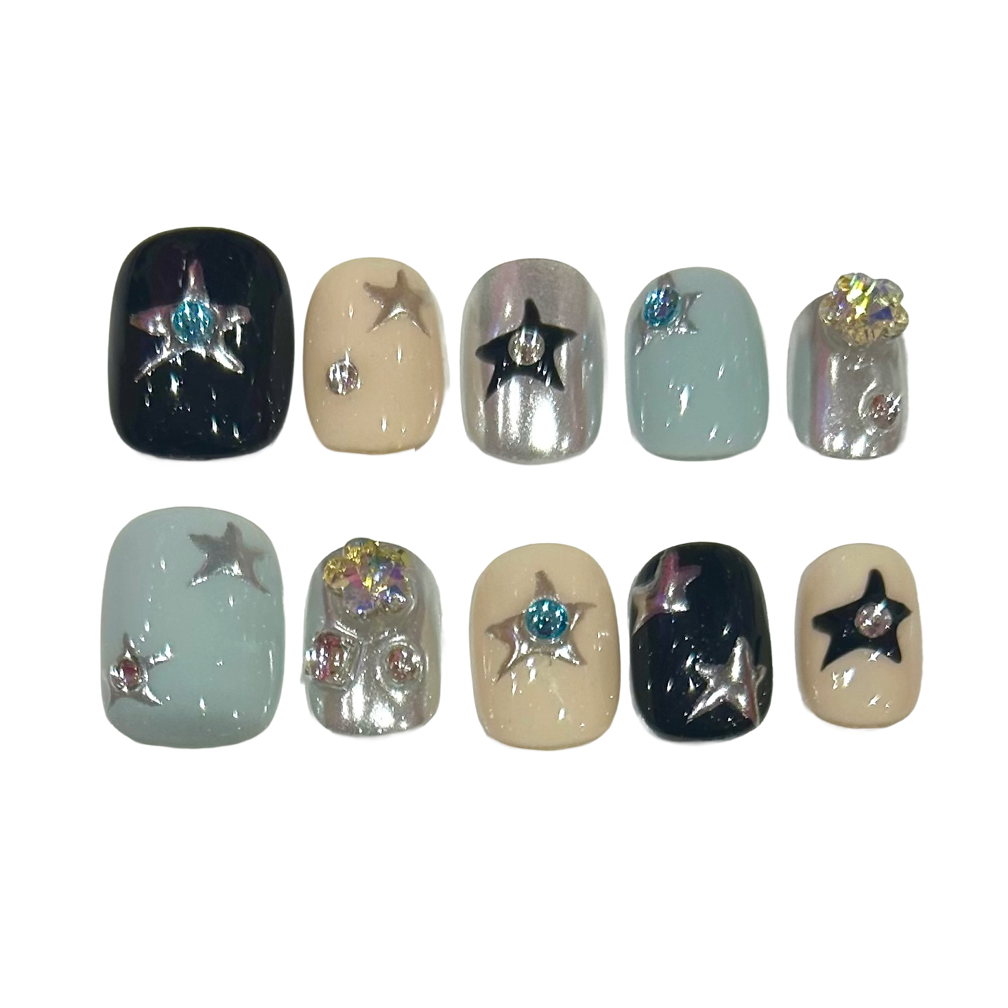 Retro Star Acrylic Square Press On Nail - MaYonail Store