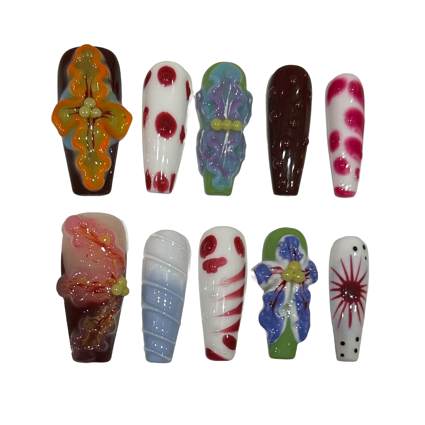Hawaii Flowers Acrylic Coffin Press On Nail - MaYonail Store