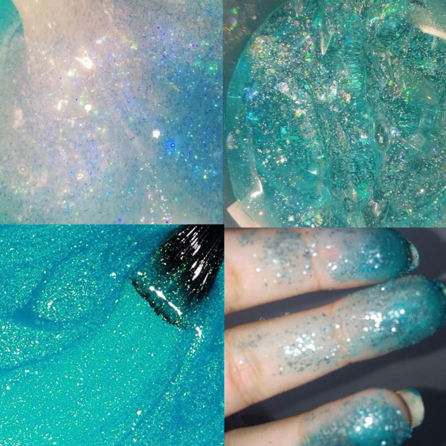 Cyan Jelly Acrylic Square Press On Nail - MaYonail Store