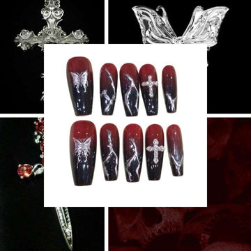 Hell’s Butterfly Acrylic Coffin Press On Nail