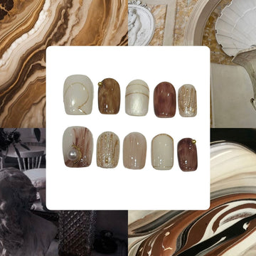 Marbled Acrylic Square Press On Nail