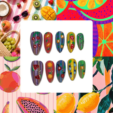 Vibrant Fruit Acrylic Almond Press On Nail L312