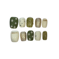 Simple Green Floral Acrylic Square Press On Nail - MaYonail Store