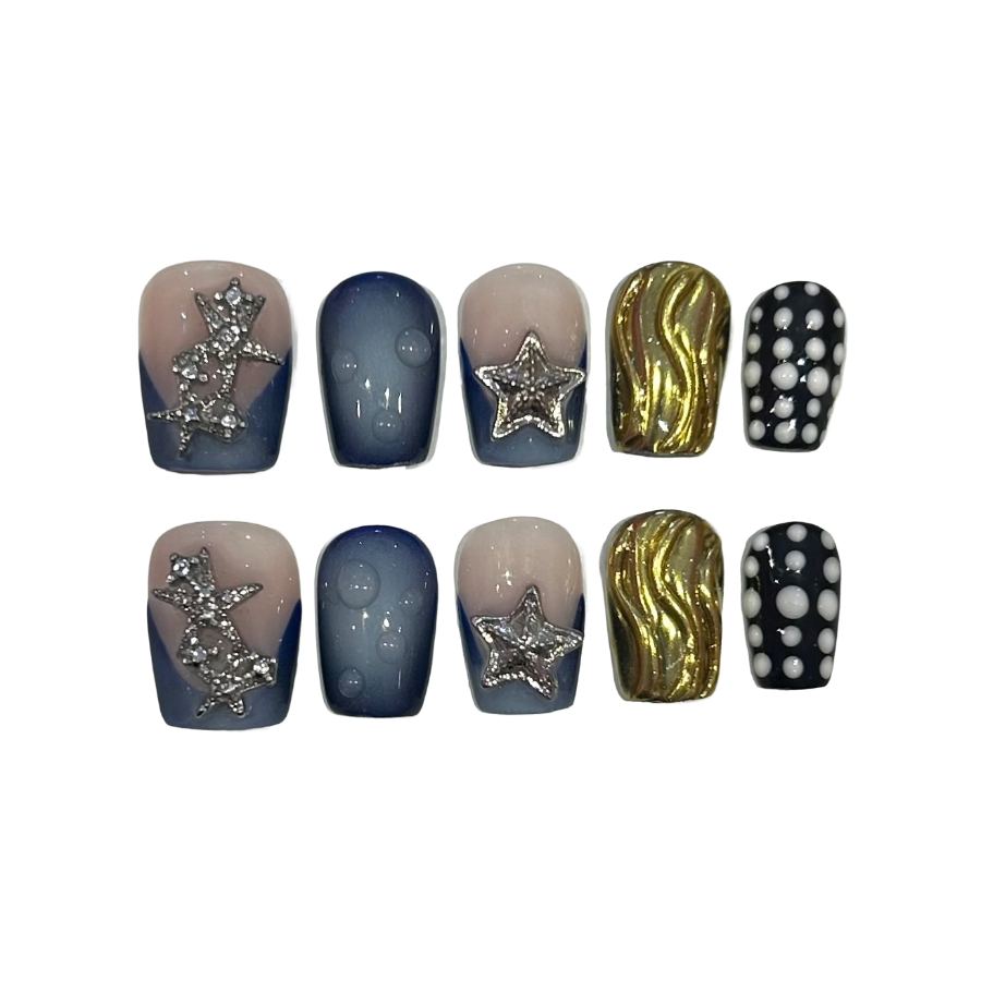 Beachy Vibes Acrylic Square Press On Nail - MaYonail Store