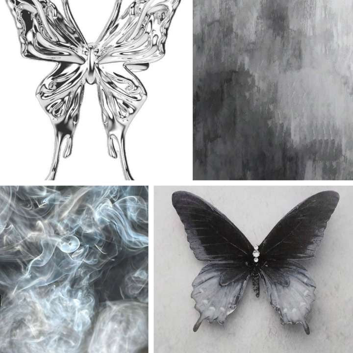 Foggy Butterfly Acrylic Coffin Press On Nail