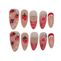 Strawberry Cake Acrylic Almond Press On Nail - MaYonail Store