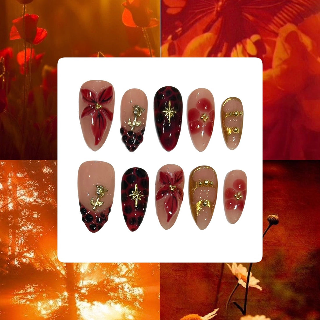 Sunset Shimmer Acrylic Almond Press On Nail - MaYonail Store