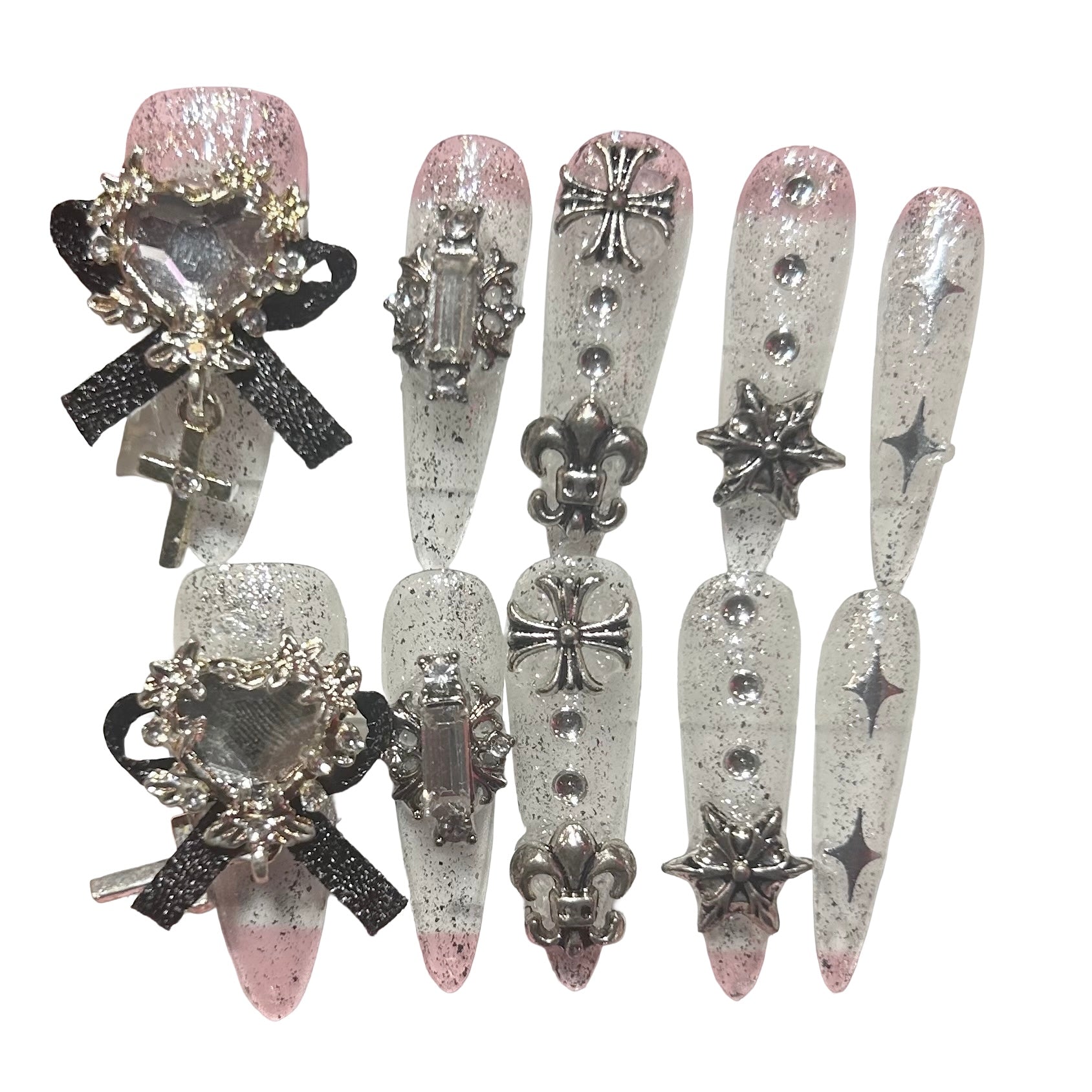 Goth Snowflake Stiletto Acrylic Press On Nail - MaYonail Store