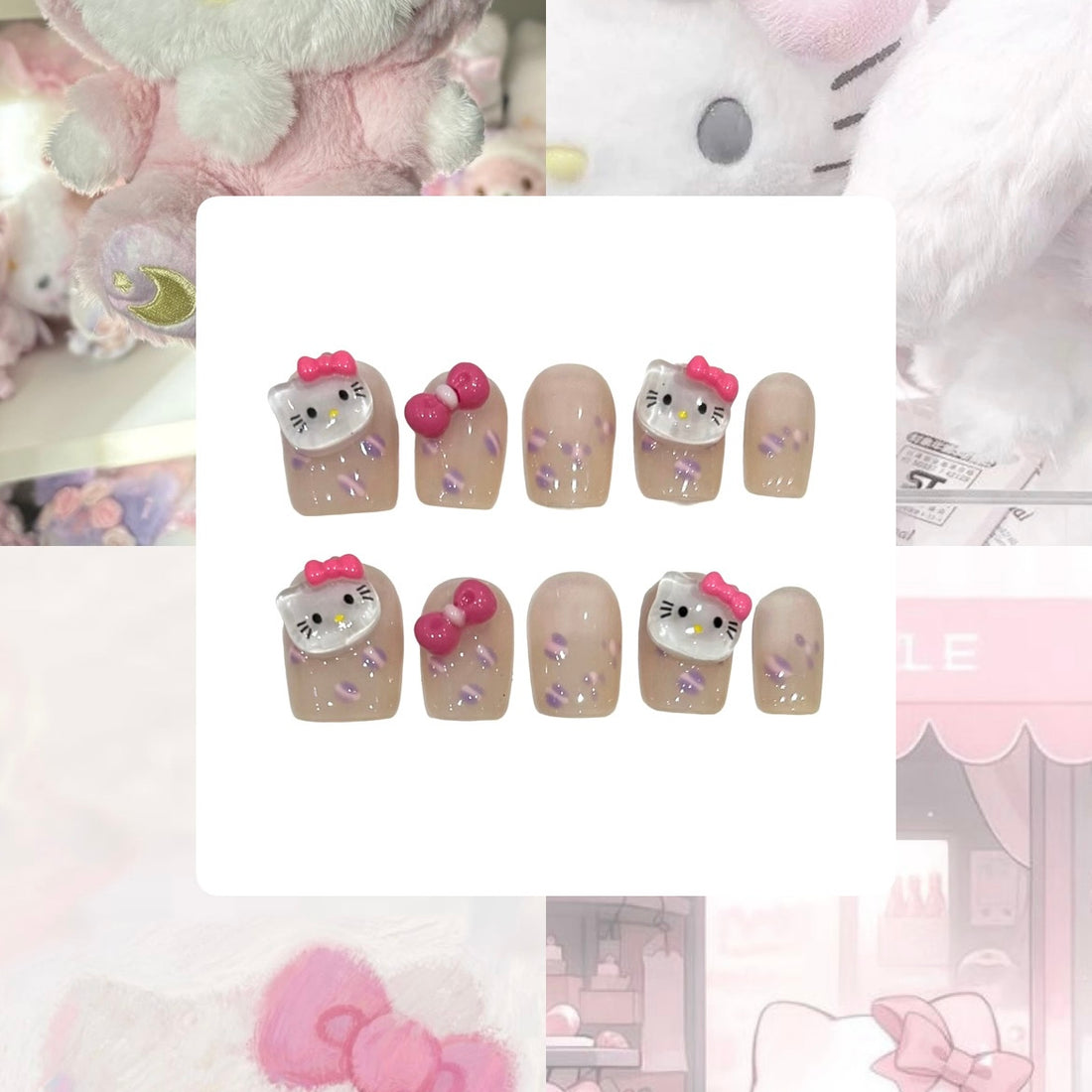 Hello Kitty Acrylic Square Press On Nail - MaYonail Store