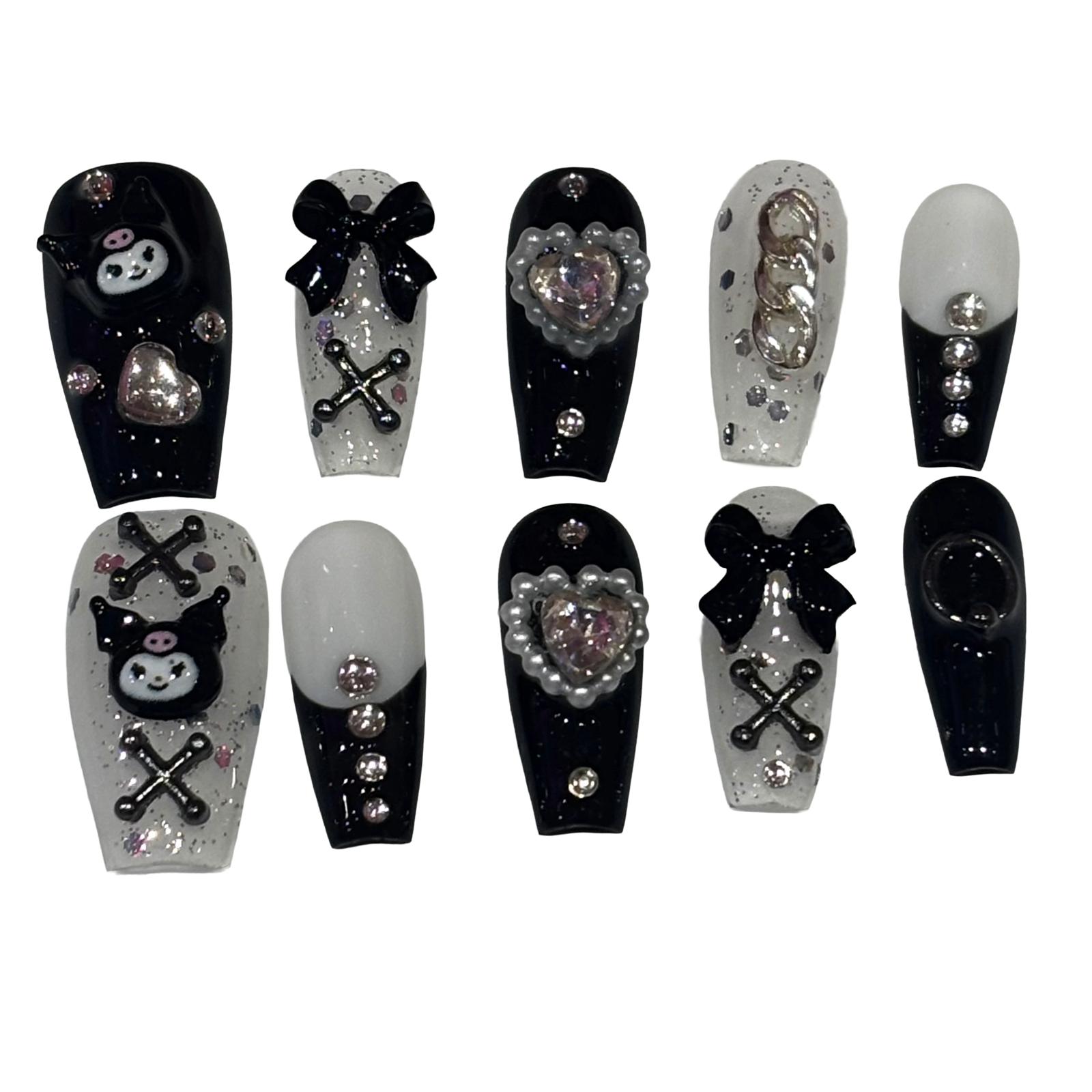 Kuromi Lace Acrylic Coffin Press On Nail - MaYonail Store