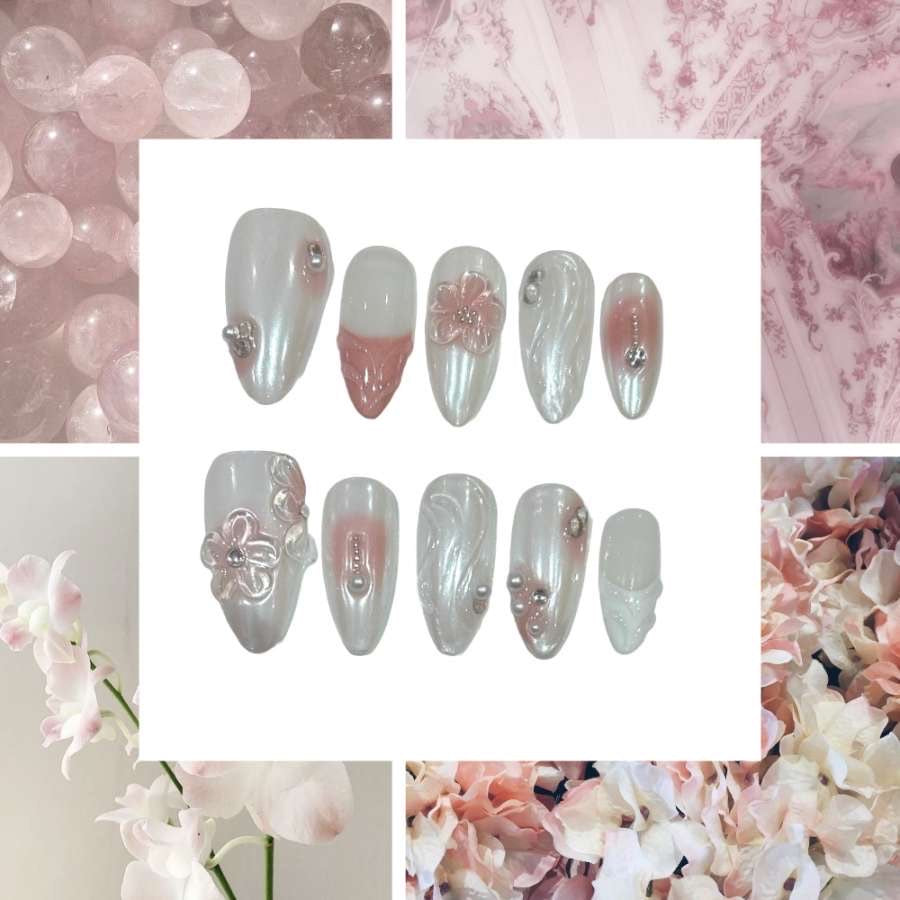 Sweet Petal Acrylic Almond Press On Nail - MaYonail Store