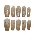 Peachy Butterfly Acrylic Coffin Press On Nail - MaYonail Store