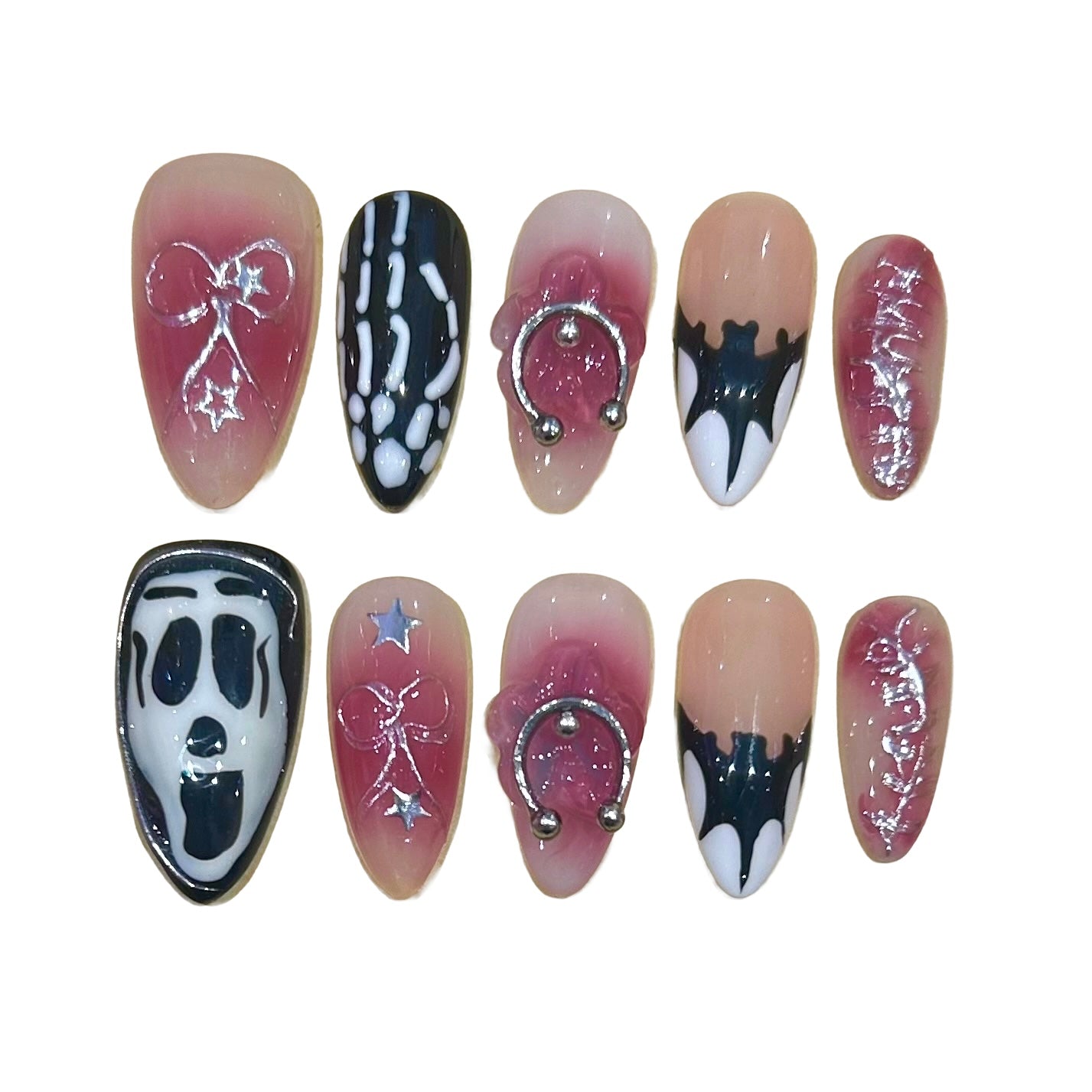 Halloween Ghost Acrylic Almond Press On Nail - MaYonail Store