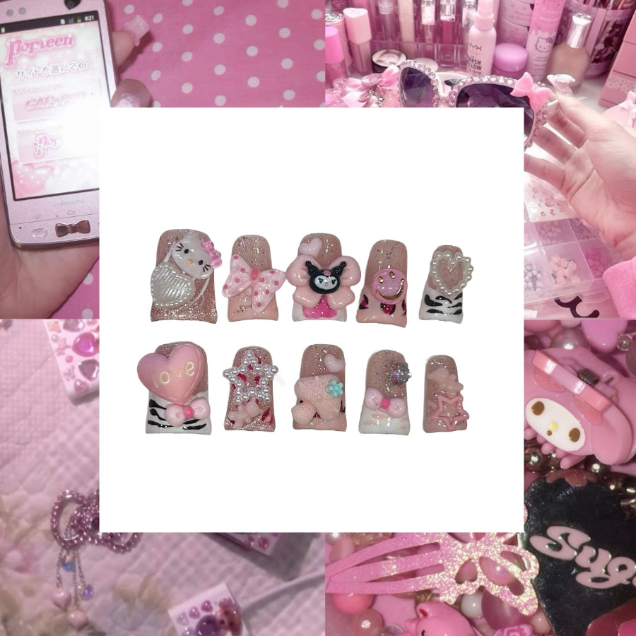 Y2K Sanrio Acrylic Duck Press On Nail - MaYonail Store