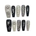 Silver Swirls Acrylic Coffin Press On Nail - MaYonail Store