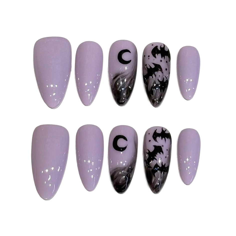 Purple Moonrise Acrylic Almond Press On Nail - MaYonail Store