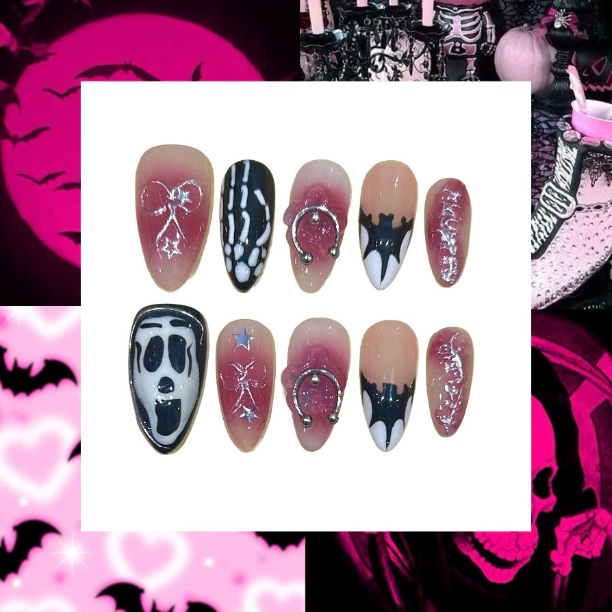 Halloween Ghost Acrylic Almond Press On Nail - MaYonail Store