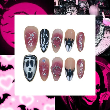 Halloween Ghost Acrylic Almond Press On Nail - MaYonail Store