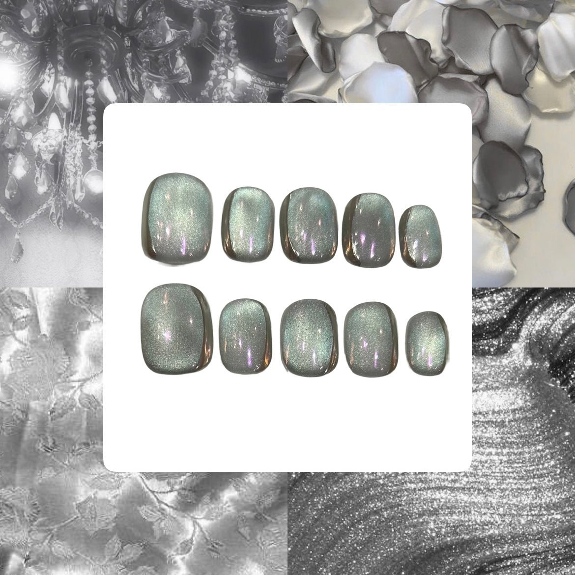 Silver Shine Acrylic Square Press On Nail - MaYonail Store