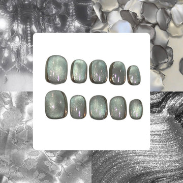 Silver Shine Acrylic Square Press On Nail - MaYonail Store