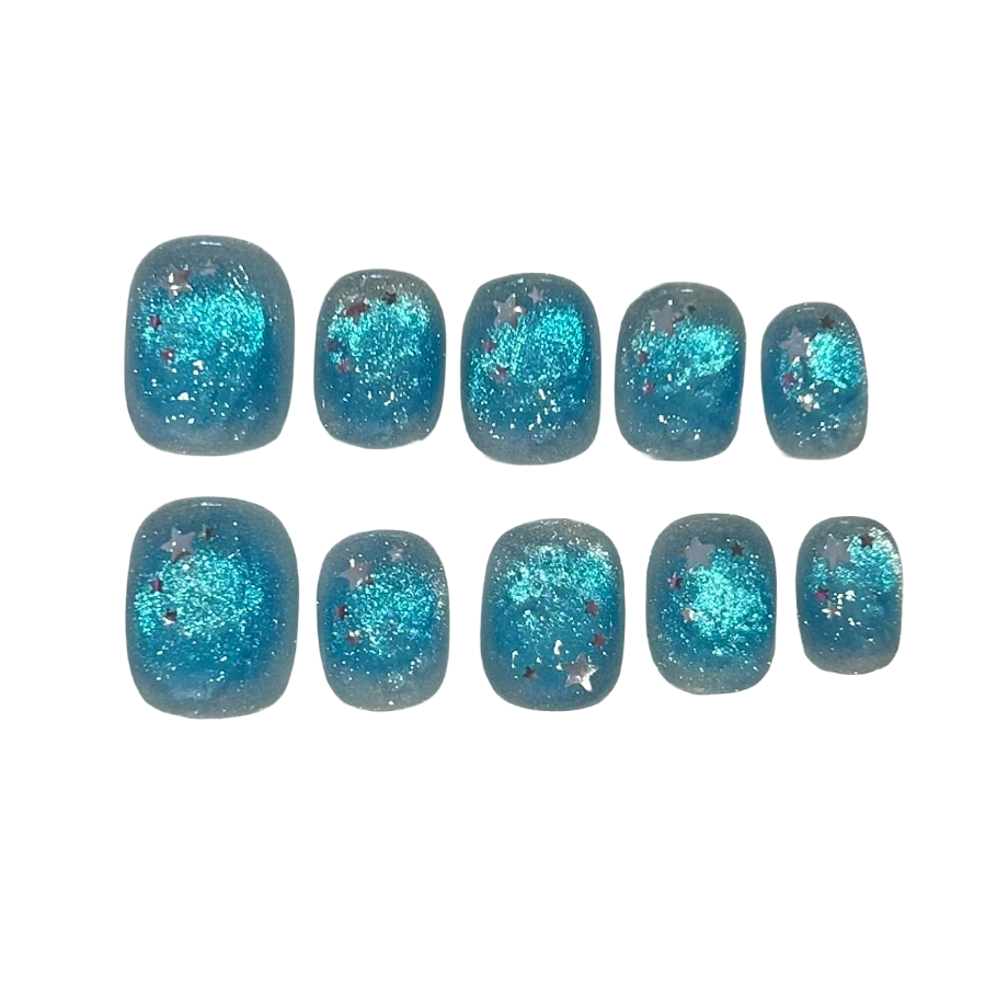 Cyan Jelly Acrylic Square Press On Nail - MaYonail Store