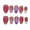 Tropical Pink Acrylic Almond Press On Nail - MaYonail Store