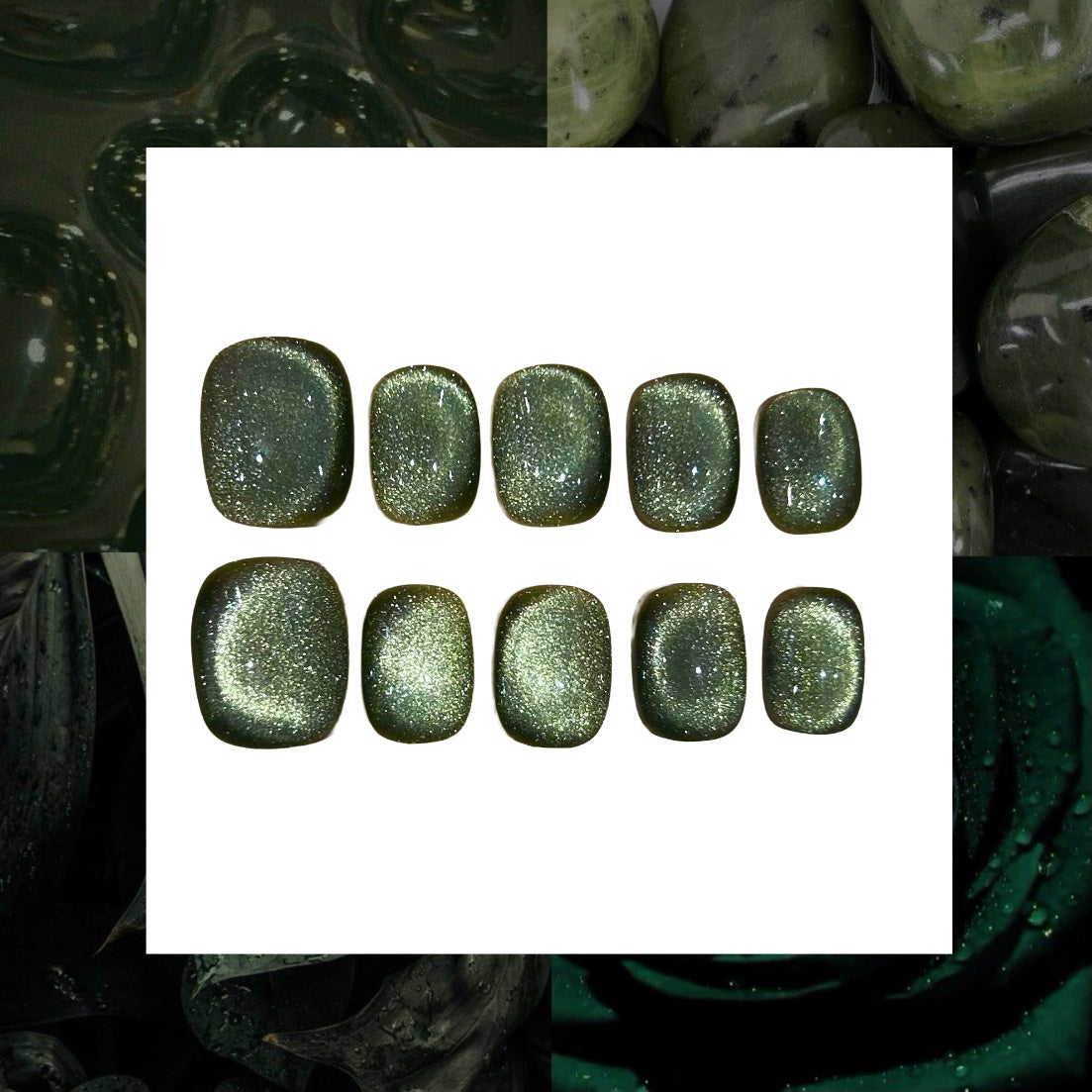 Sage Shimmer Acrylic Square Press On Nail