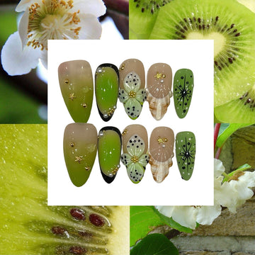 Kiwi Lily Acrylic Almond Press On Nail