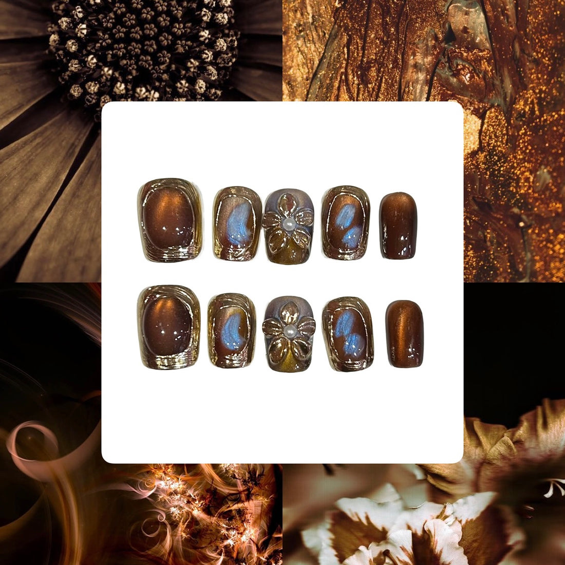 Opal Bronze Acrylic Square Press On Nail - MaYonail Store