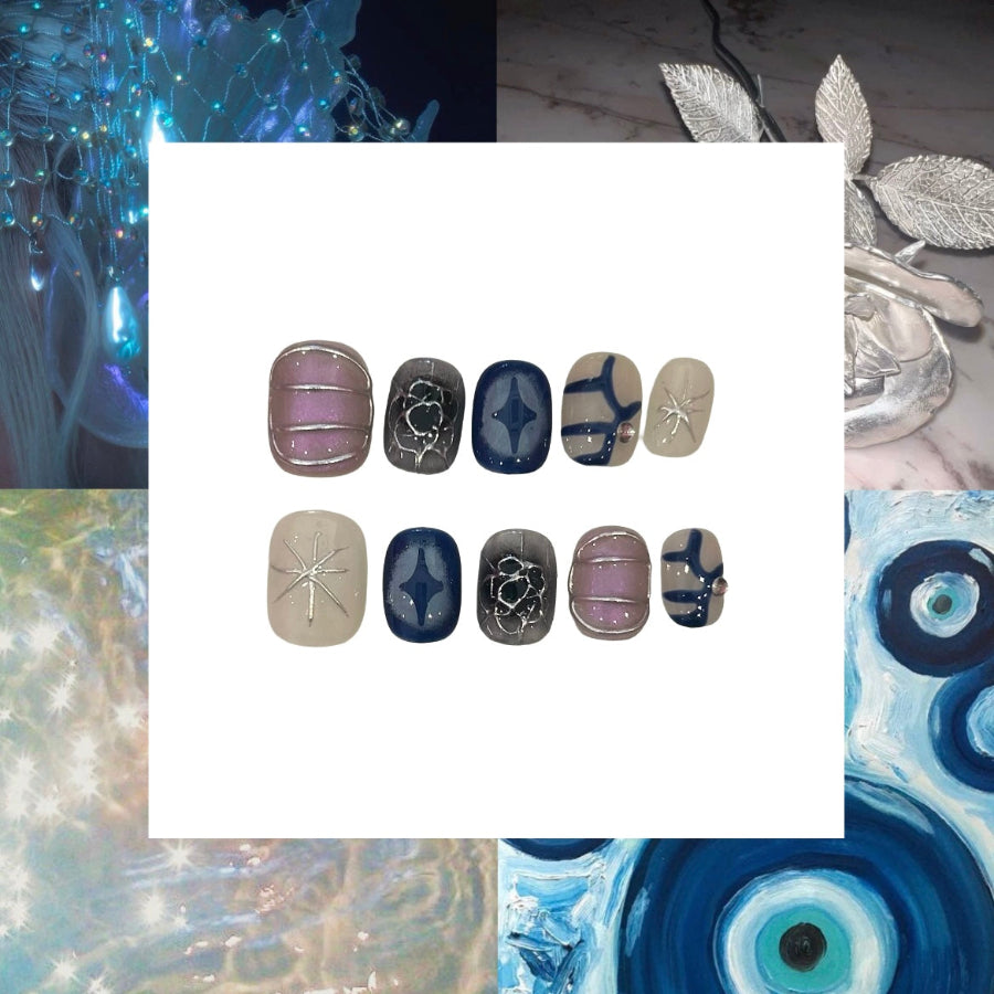 Cyan Jelly Acrylic Square Press On Nail - MaYonail Store