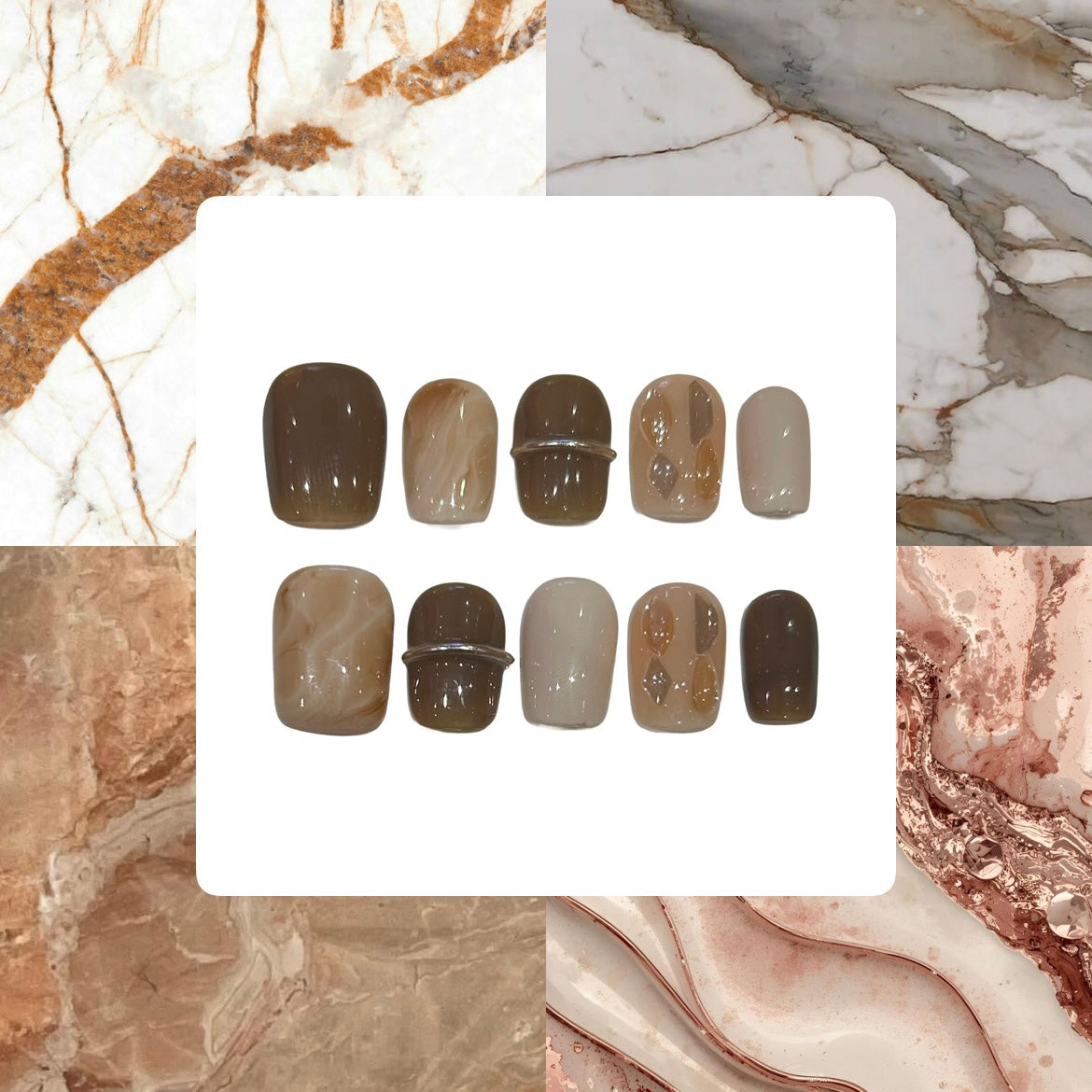Stone Marble Acrylic Square Press On Nail - MaYonail Store