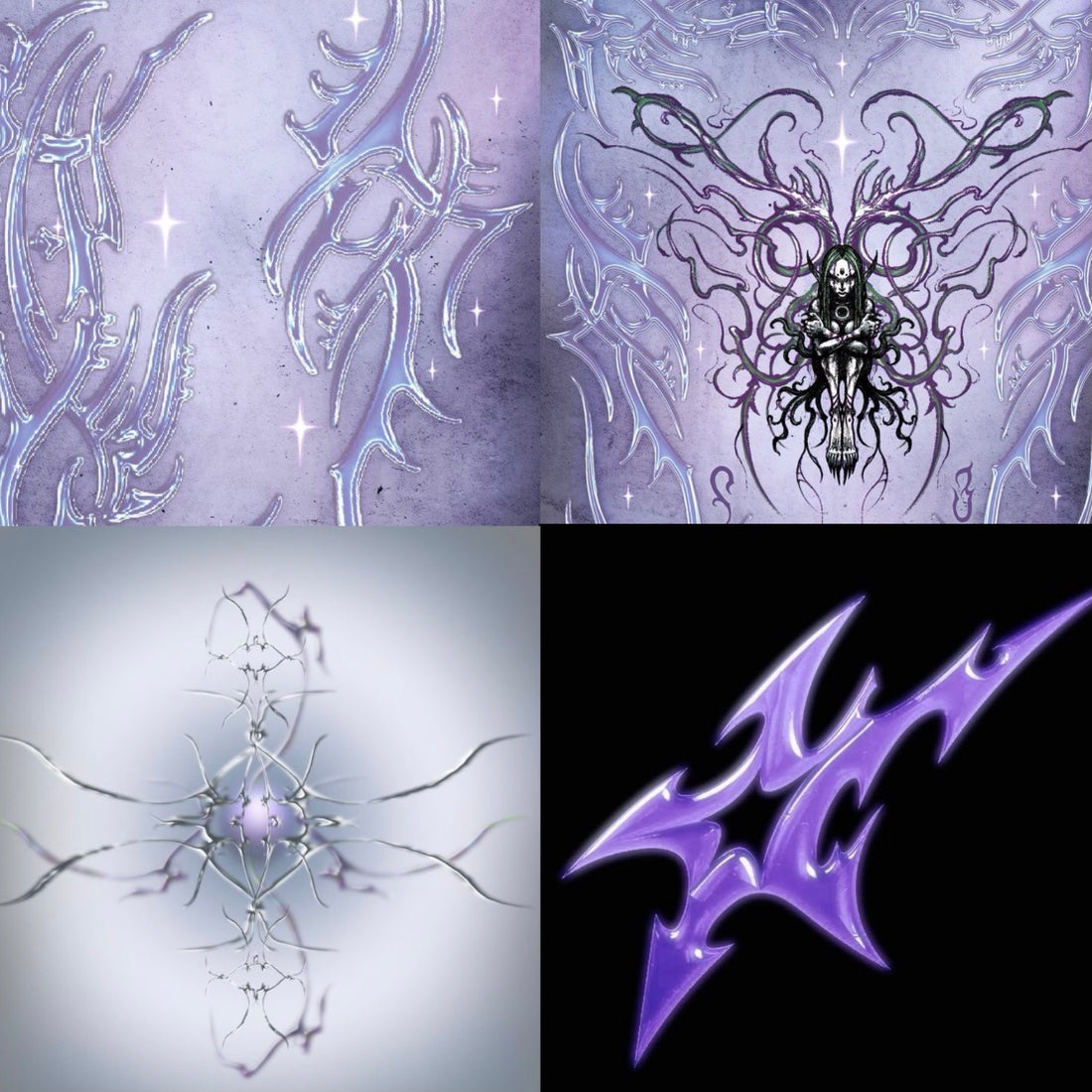 Cyber Purple Acrylic Stiletto Press On Nail