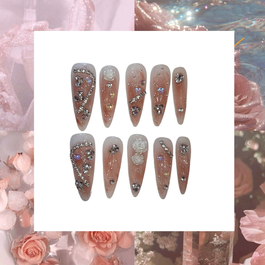 Rose Gold Stiletto Acrylic Press On Nail - MaYonail Store