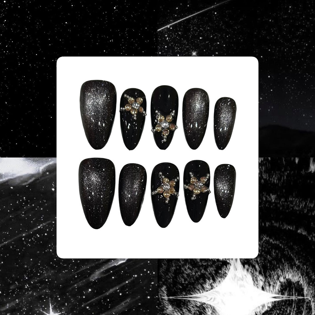 Midnight Star Acrylic Almond Press On Nail - MaYonail Store