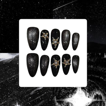 Midnight Star Acrylic Almond Press On Nail - MaYonail Store
