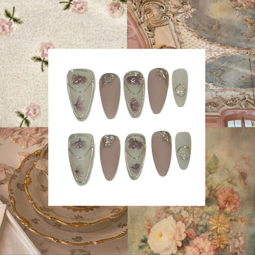 Vintage Class Acrylic Almond Press On Nail