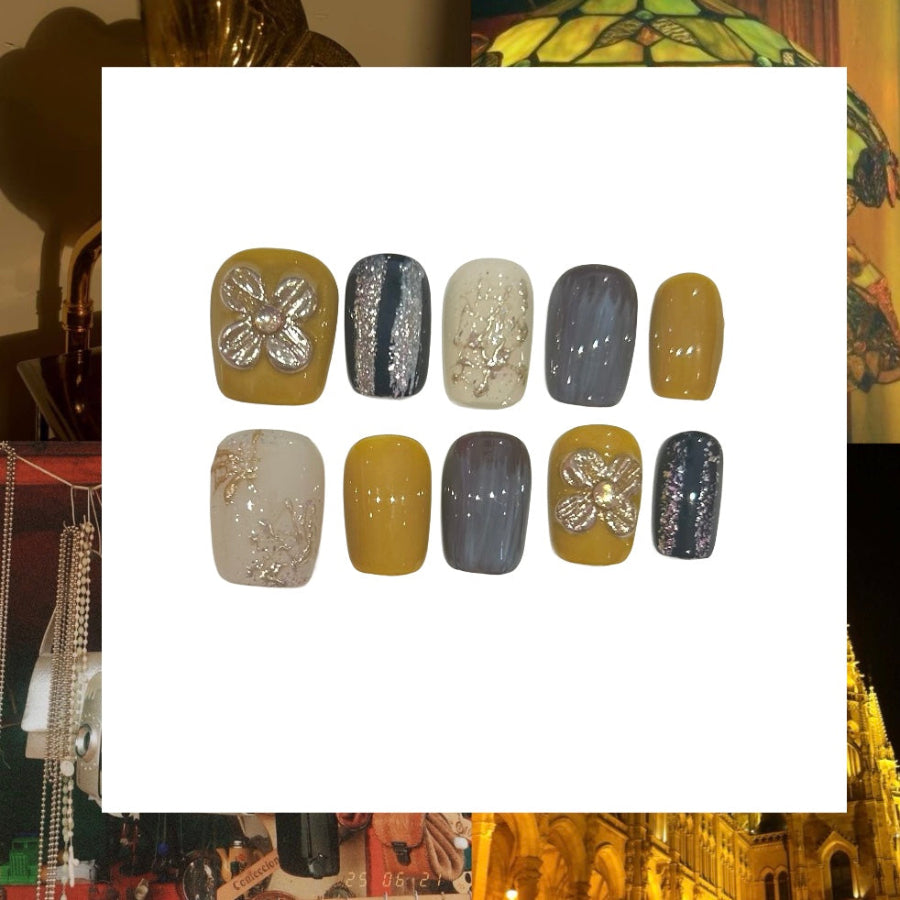 Daffodil Vintage Acrylic Square Press On Nail - MaYonail Store