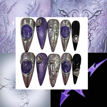 Cyber Purple Acrylic Stiletto Press On Nail