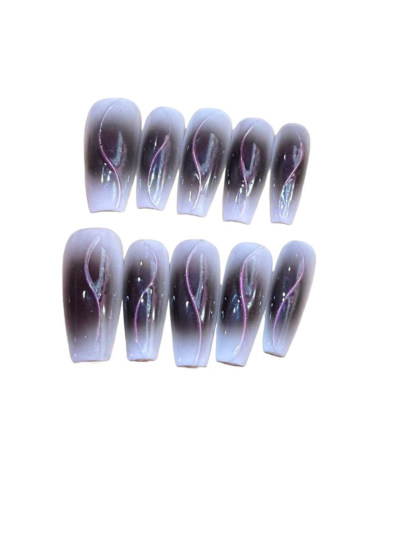 Black Hole Acrylic Coffin Press On Nails - MaYonail Store