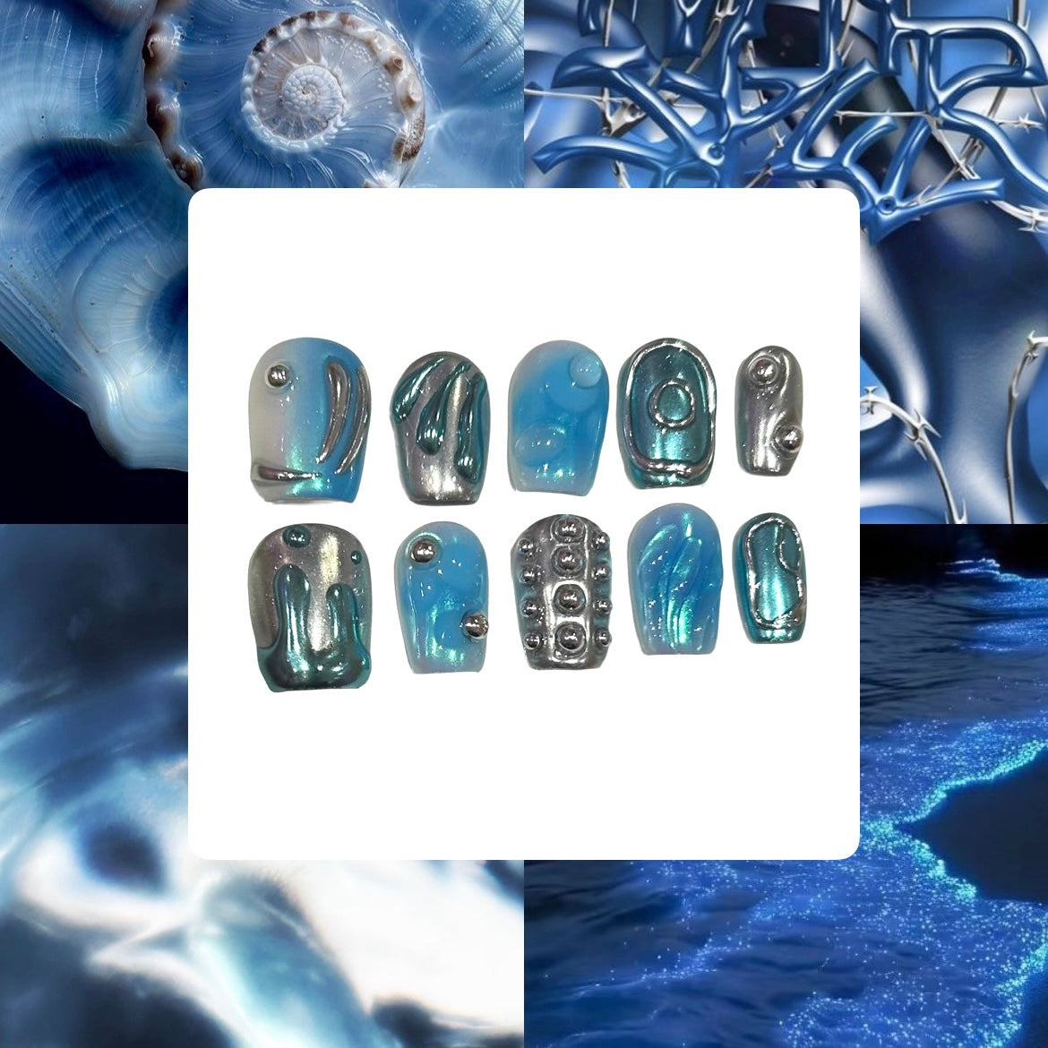 Ocean Tech Acrylic Square Press On Nail - MaYonail Store