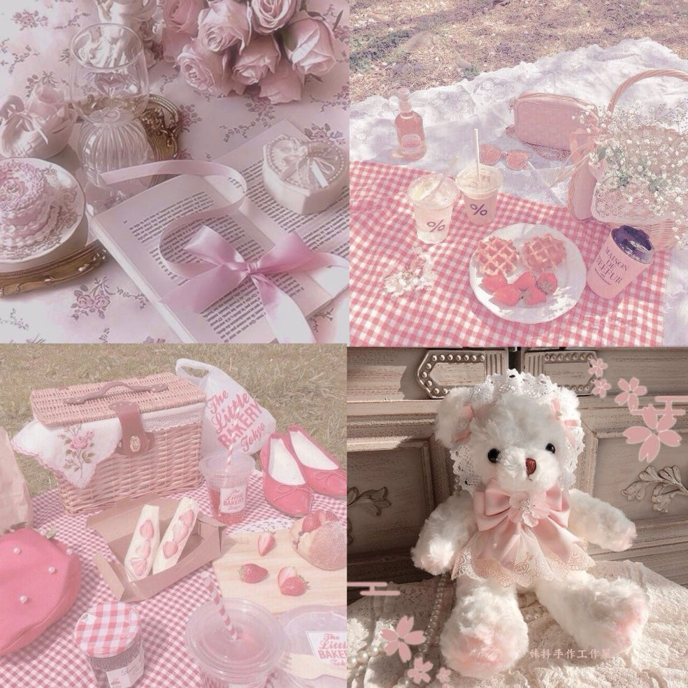 Rosy Picnic Acrylic Coffin Press On Nail