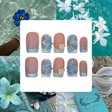 Summer Flower Acrylic Square Press On Nail