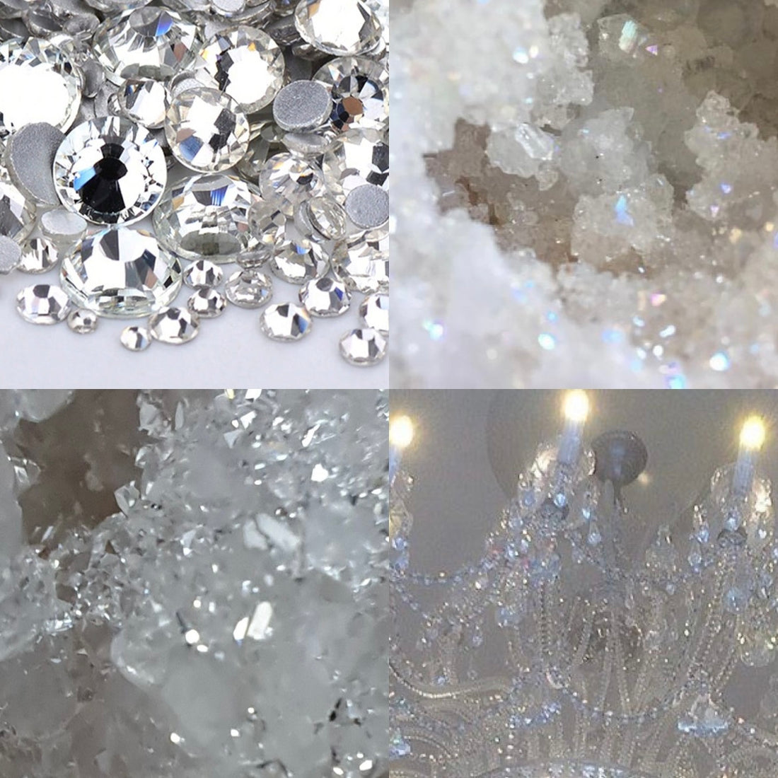 Silver Gem Acrylic Square Press On Nail