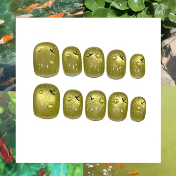Shimmery Chartreuse Acrylic Square Press On Nail