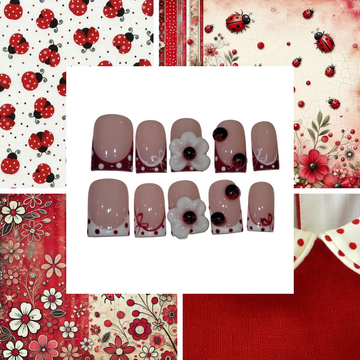 Ladybug Garden Acrylic Duck press On Nail L12