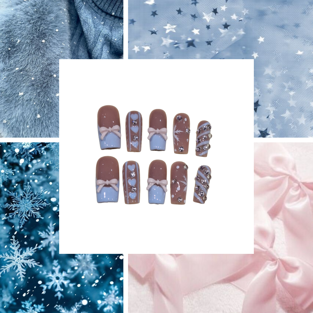 Baby Blue Acrylic Square Press On Nail